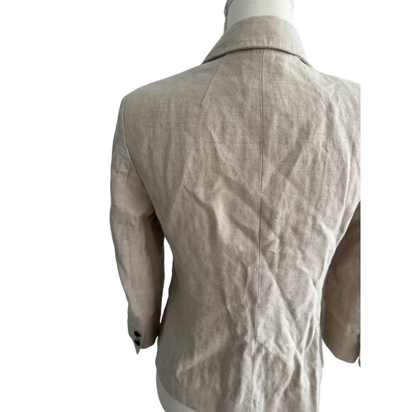 ANTHROPOLOGIE Beige Linen Blend Gold Button Blazer Jacket Size 4 - Picture 6 of 6
